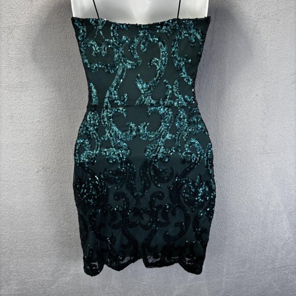 Windsor Green Sequin Mini Party Dress Womens Small S Bodycon Cocktail Holiday - Picture 11 of 12